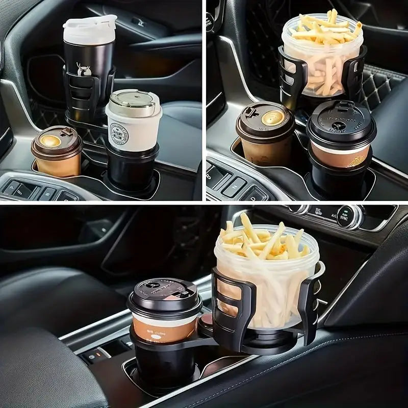 Car Cup Holder Expander: Adjustable dual cup holder with phone and aromatherapy organizer