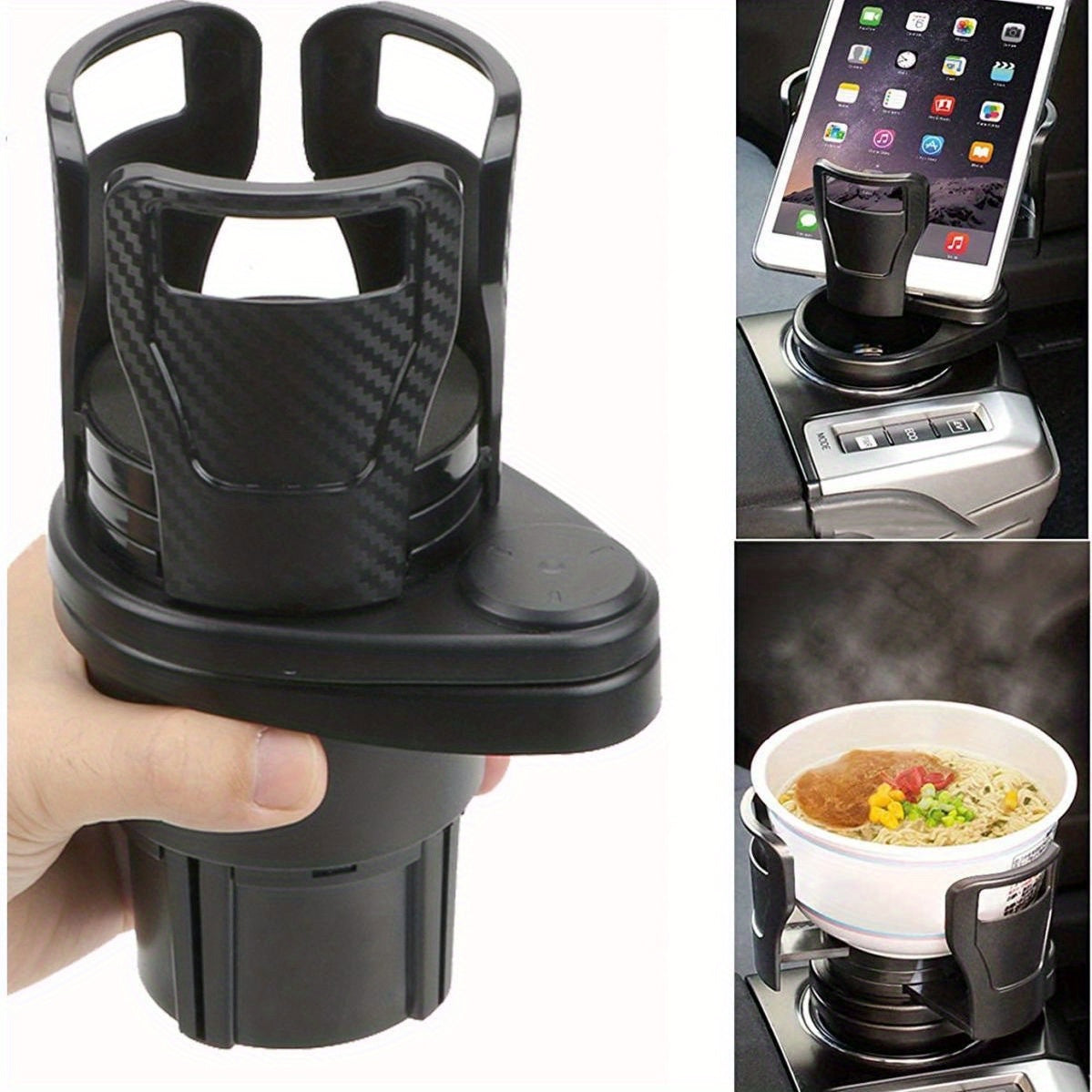 Car Cup Holder Expander: Adjustable dual cup holder with phone and aromatherapy organizer